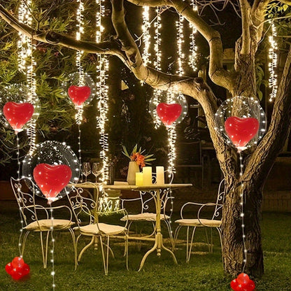 12pcs 18-inch Transparent Bubble Ball Red Balloon Set, Suitable for Valentine's Day, Birthday, Wedding, Proposal and Anniversary Celebrations, with Large Red Heart-shaped Balloons - Indoor and Outdoor Balloon Decoration, No E