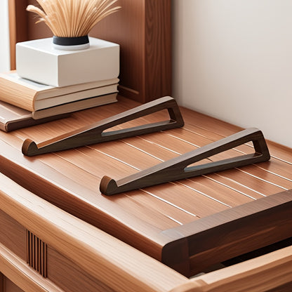 Ergonomic Bamboo Laptop Stand with Wooden Shelf - Portable Reading & Study Desk for Books, Tablets, and Laptops, Retro Style Office Accessory, Laptop Stand for Desk, Durable Construction