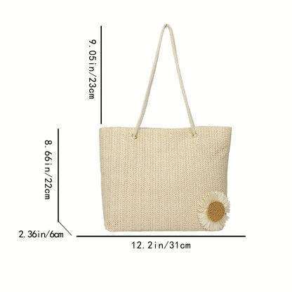 Large Capacity Wicker-Style Handbag with Magnetic Closure & Double Handle