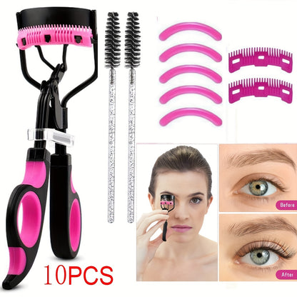 Eyelash Curler, Women's Eyebrow Brush Set, Eyelash Curler with Comb, Eyelash Comb Separator, 3-in-1 Mascara Brush, 2-in-1 Beveled Eyebrow Brush and Comb, Eyelash Curler Replacement Strip, Comb. Suitable for all eye shapes, qu