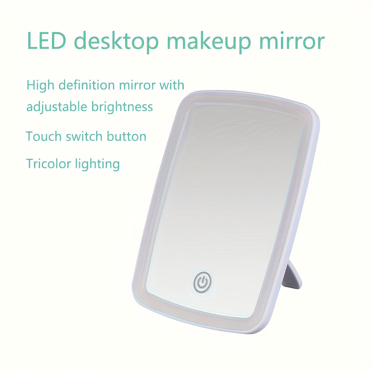 LED Makeup Mirror: Tri-Color Touch Control Dimmable Warm/White/Natural Light, Foldable & Portable Design (Battery Not Included), Long Press to Adjust Brightness – Perfect for Valentine'S Day/Birthday Gift