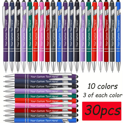 90/80/70/50/30/20pcs Customizable Engraved Ballpoint Pen Set - Personalized Text, Smooth Writing, Touch Screen Compatible, Black Metal Pen Holder, Ideal Gift for Business and School Anniversaries - No Feather Fine Tip Tools,