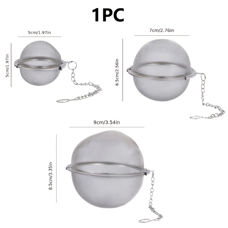 1-Pack Heavy-Duty 304 Stainless Steel Spice Ball Infuser with Chain - Heavy Chain Links for Securing Lid/Pot - Tea, Soup, Stew, Curry, Brewing - Easy-Clean Kitchen Gadgets for Home & Commercial Use - Ideal Gift for Cooks