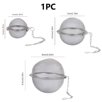 1-Pack Heavy-Duty 304 Stainless Steel Spice Ball Infuser with Chain - Heavy Chain Links for Securing Lid/Pot - Tea, Soup, Stew, Curry, Brewing - Easy-Clean Kitchen Gadgets for Home & Commercial Use - Ideal Gift for Cooks