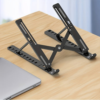 1 Portable Foldable Laptop Stand - 10-Level Adjustable Cooling Desk Support, Space-Saving Design for All Computers, White, Sturdy Structure, 4 Seasons Use