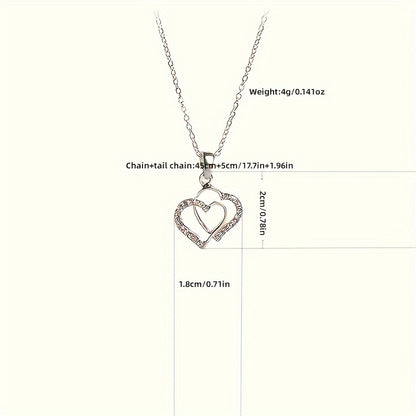 New Simple And Fashionable Irregular Double Heart Necklace Heart Necklace Heart Necklace Valentine's Day Gift