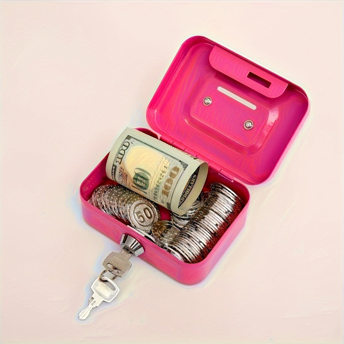 [Two Colors Optional]1pc Metal Key Lock Storage Box, Money Box, Adult Safe, Coin Safe, Adult Safe, Safe, Cash Register 4.5 * 3.8 * 2.3 Inches / 11.5 * 9.9 * 5.8 Cm