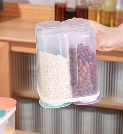 1pc Moisture-Proof Cereal Jar with Divided Compartments - Perfect for Home Kitchen Storage