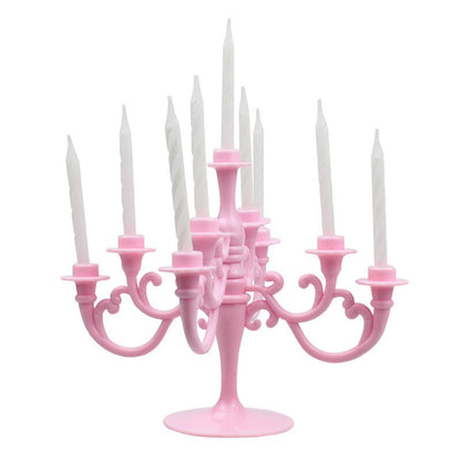 Elegant Candelabra Cake Topper Set with Candles - Perfect for Weddings, Birthdays & Holiday Celebrations - Versatile Table Centerpiece & Home Decor