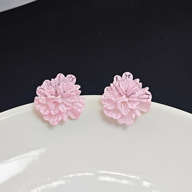 Luxury Floral Stud Earrings with Faux & Rhinestone Tassels, Copper Base & 925 Sterling Silver
