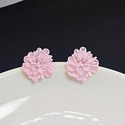 Luxury Floral Stud Earrings with Faux & Rhinestone Tassels, Copper Base & 925 Sterling Silver