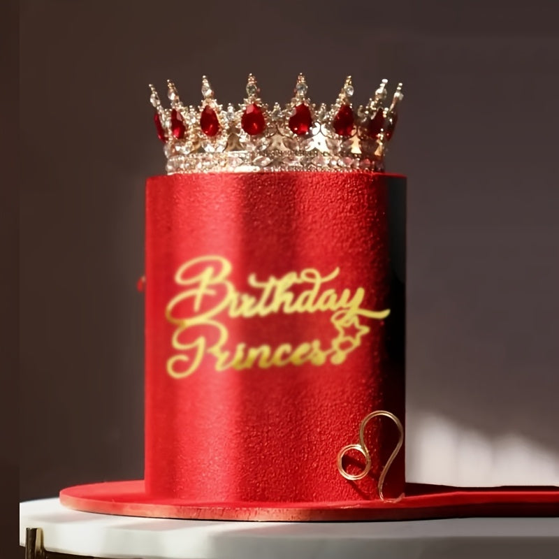 Elegant Sparkling Princess Birthday Crown Cake Topper - Golden & Diamond-Embellished Metal Design, Perfect for Youngsters' Parties, Weddings, And Celebrations, Princess Party Decorations, Princess Party Decorations Supplies f