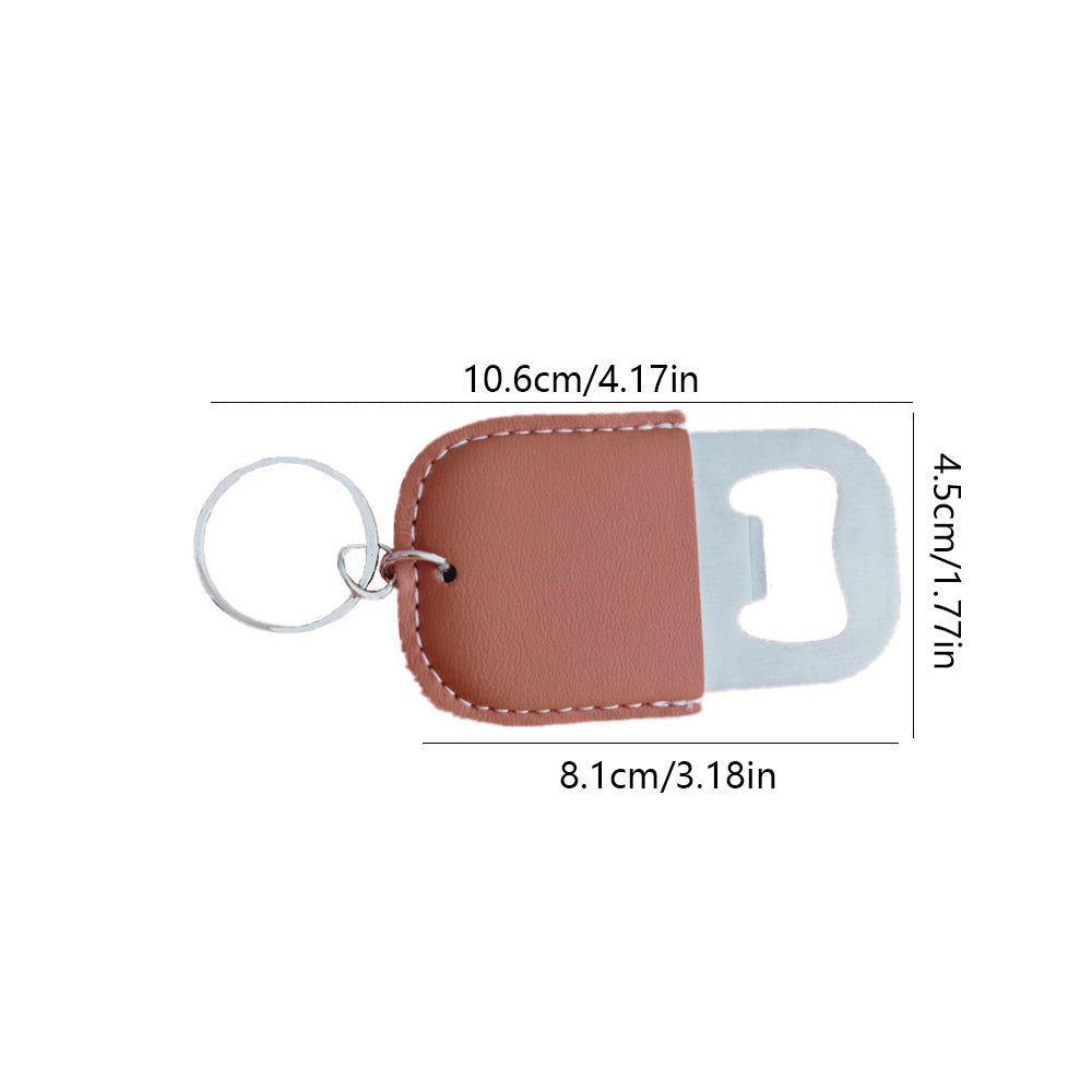 Personalized Bottle Opener Keychain - Custom Logo/Text, Heavy-Duty Synthetic Faux Leather Keyring with Opening Mechanism, Elegant Bottle Opener for Men, Dad, Groomsmen - Birthday, Wedding, Anniversary Gifts - No Electricity N