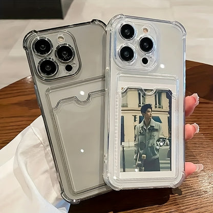 Premium Clear Back Case Featuring a Card Slot for Protection, Compatible with Iphone Models 16, 15, 14, 13, 12, 11 Pro Max, 13, 12 Mini, X, Xs Max, Xr, 8, And 7 Plus, Designed to Be Shock-Resistant.