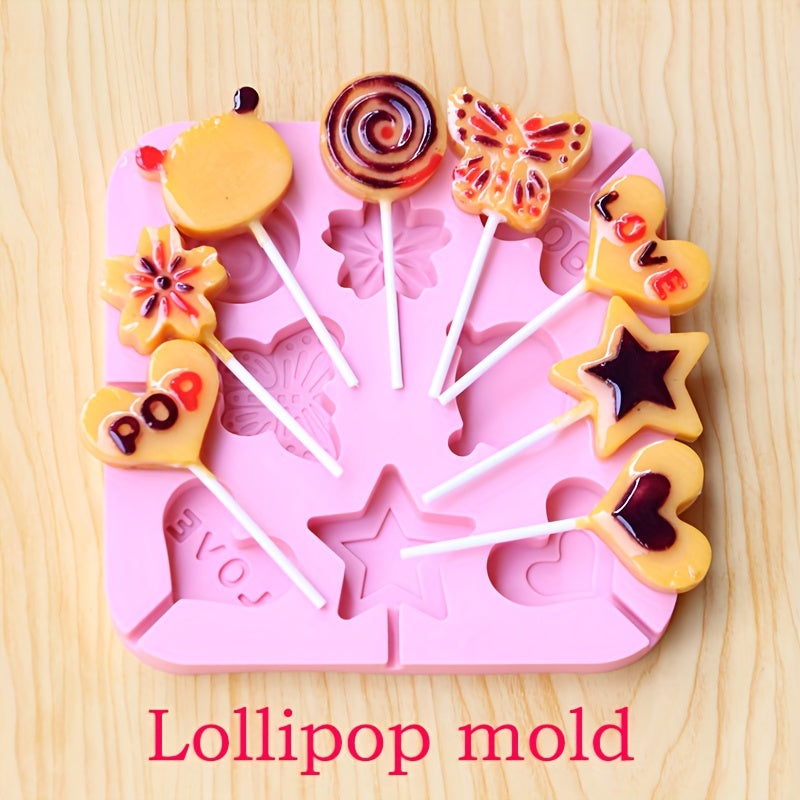 1pc, Lollipop Mold, 3D Silicone Mold, Reusable Cake Pop Mold, Candy Mold, Snack Mold, Baking Tools, Kitchen Accessories