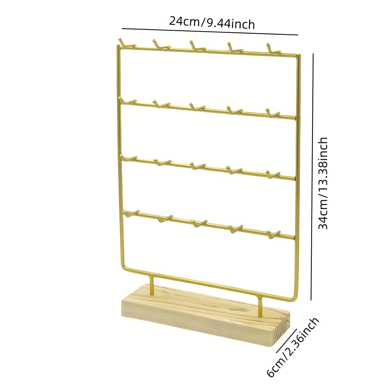 1pc Elegant Wooden Earring Display Stand with Metal Frame - Rectangular, Lacquered Finish, Perfect for Selling or Organizing Jewelry, Jewelry Display | Modern Earring Rack | Durable Jewelry Stand, Jewelry Display Rack, Jewelr