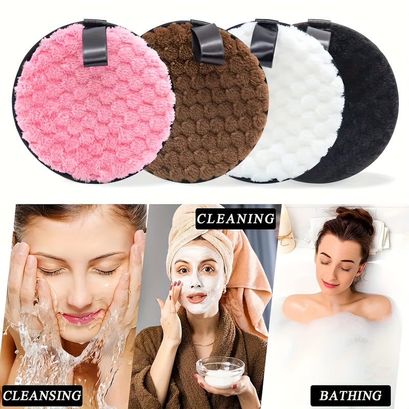 4-Pack Soft Microfiber Face Pads, Reusable Dual-Sided Extraction Pads for Gentle Facial Cleansing and Makeup Application, Daily Face Washing Facial Cleanser