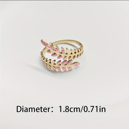 luxury leaf-shaped open ring