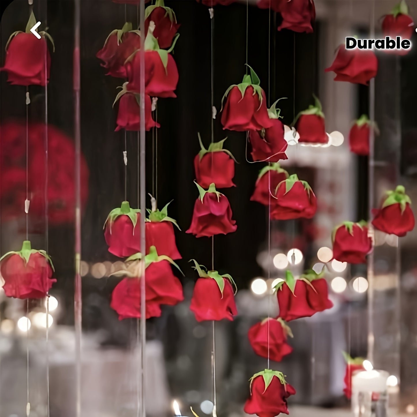 102pcs Red Rose Waterfall Set, Including 100 Artificial Roses and 2 Rolls of Transparent Rope, Valentine's Day Wedding Party Bridal Shower Birthday Room Decoration Supplies, Wedding Decor, Event Styling, Elegant Decor, Romant