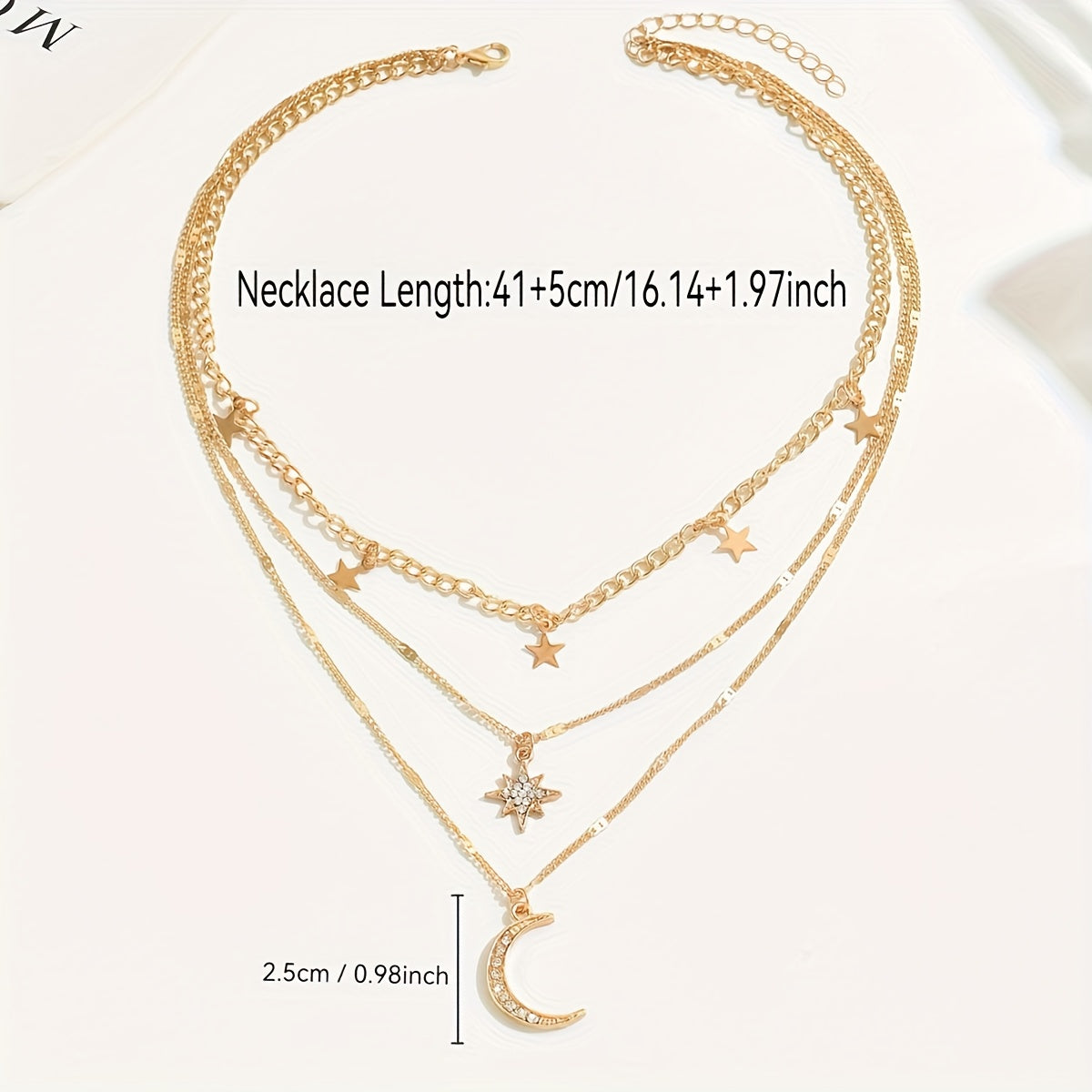 An Elegant Bohemian Style Multi-Layer Golden Necklace with Star and Moon Pendants - Perfect Gift for Friendship, Suitable for Gifting and Casual Attire, For Teenager