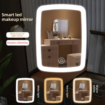 LED Makeup Mirror: Tri-Color Touch Control Dimmable Warm/White/Natural Light, Foldable & Portable Design (Battery Not Included), Long Press to Adjust Brightness – Perfect for Valentine'S Day/Birthday Gift