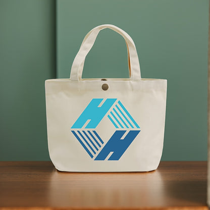 Customizable Canvas Tote Bag for Women - Personalized Mini Handbag with Button Closure, Black with Red Text, Perfect for Work, Commute, Shopping & Parties, Mini Purse