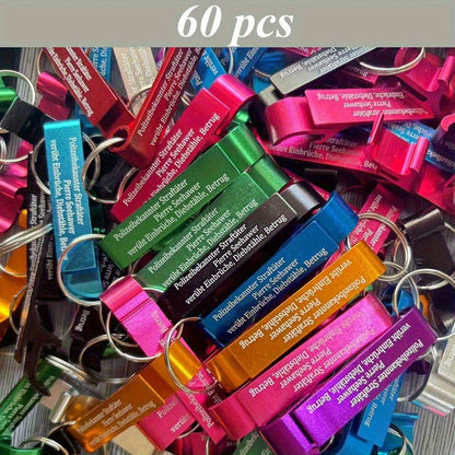60 Pack Custom Engraved Aluminum Bottle Opener Keychains - Durable, Lightweight Metal Drink Openers with Personalized Text for Weddings, Business Events, Party Favors, Promotional Gifts