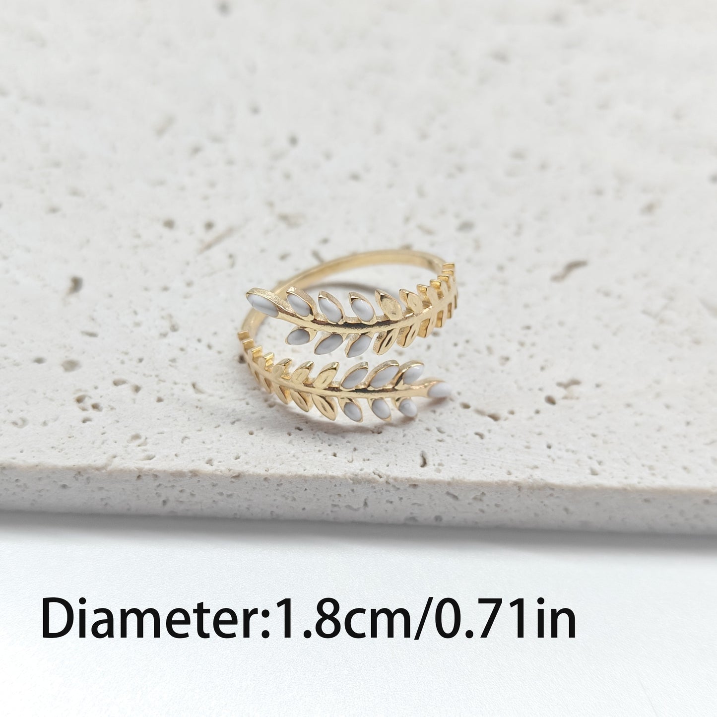 luxury leaf-shaped open ring