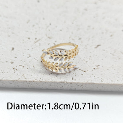 luxury leaf-shaped open ring