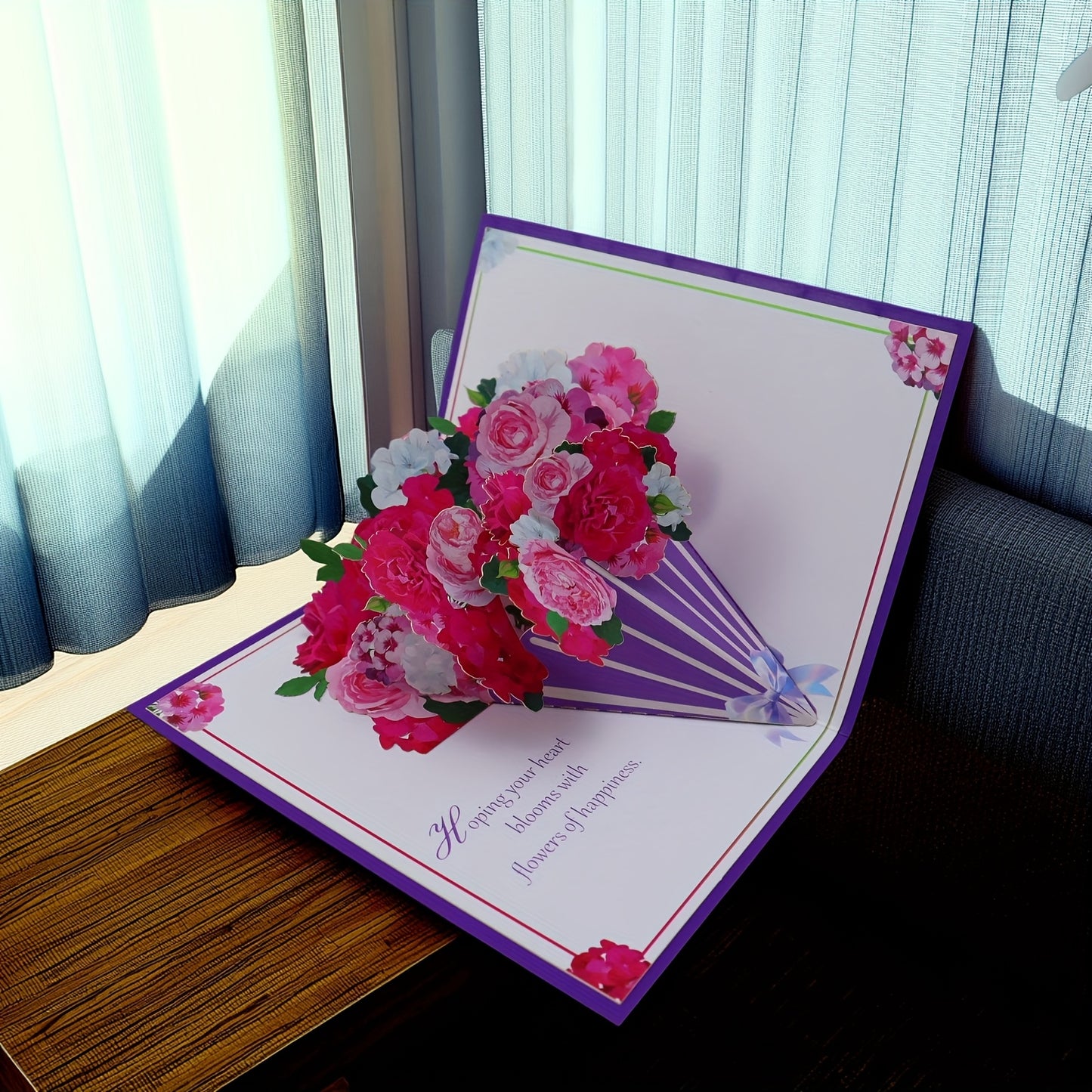 3D Pop-Up Rose Bouquet Greeting Card with Handwritten Message Area - Vibrant Pink & Red Floral Design on Premium Cardstock - Unique Birthday, Anniversary, Graduation Gift for Parents, Friends, Grandparents