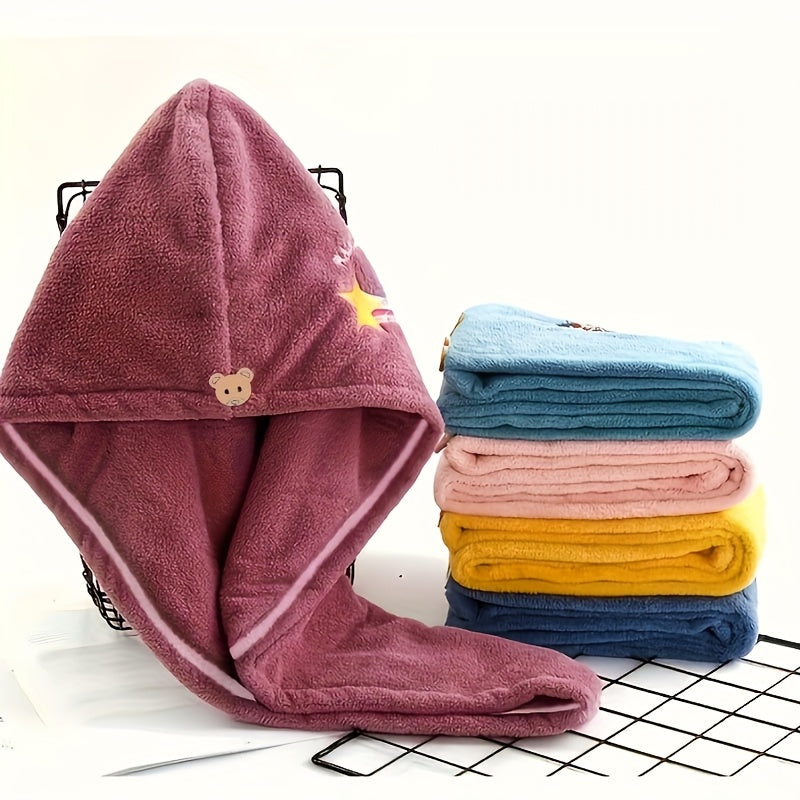 1pc Magic Microfiber Hair Drying Towel - Quick Dry Shower Cap Turban for Women & Girls, Soft Polyester Fiber Bath Hat, Super Absorbent Lady Head Wrap with Button Closure, Shower Cap for Hair Drying
