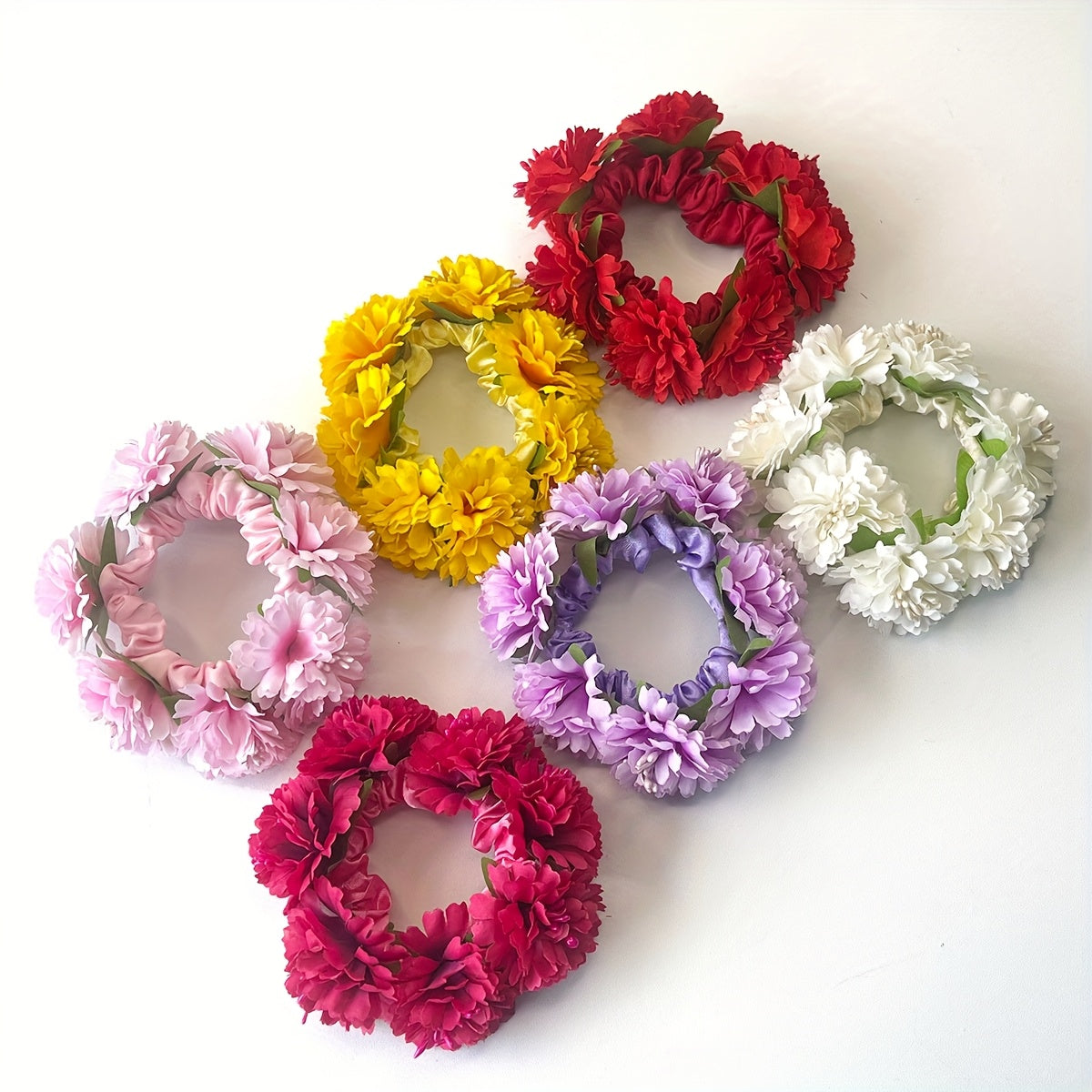 Spring-Summer New Solid Color Faux Fabric Flower Hair Tie Suitable for Beach Hawaii Vacation Everyday Hairstyle Headband Party Holiday Gift