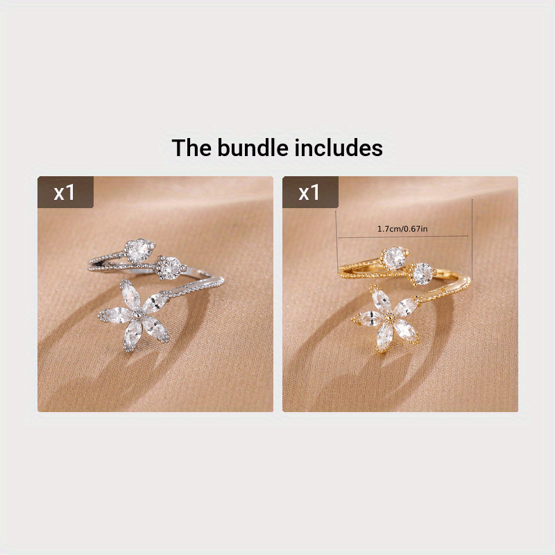 Floral-Shaped Ring Inlaid with AAA Zirconia Stones