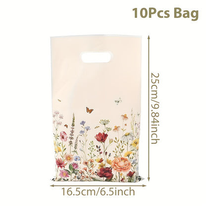 10/25/50pcs, Floral Theme Gift Bag, Wildflower Butterfly Handheld Bags, Spring Theme Party Packaging Bags, Youngsters Shower Party Supplies, Birthday Party Decoration, Wedding Anniversary Party Decor, Party Favor