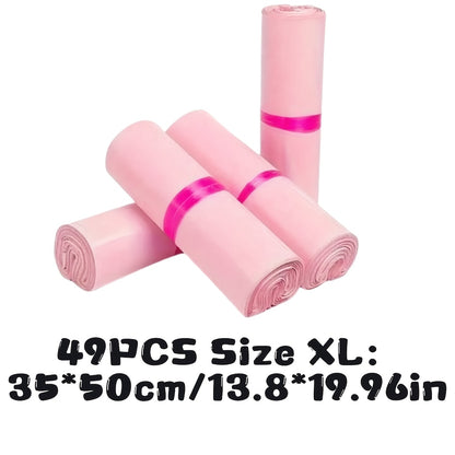 49/99 Self-Sealing Pink Mailing Bags, Multi-Purpose Thickened Postal Pouches for All Seasons, 4 Sizes Available (S，M，L，XL), Suitable for Express Shipping, Gift Wrapping & Office Use