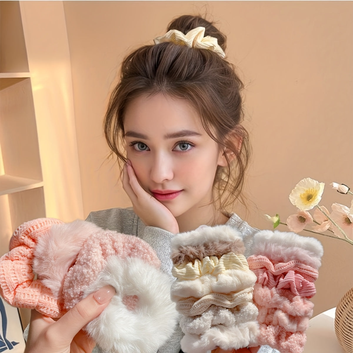 7pcs Premium Plush Hair Tie Set, Simple And Elegant, Suitable for Ponytails And Buns.