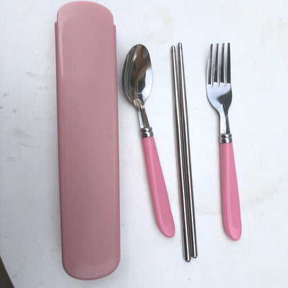 Stainless Steel Cutlery Set with Portable Storage Box - Durable Polished Finish, Includes Spoon, Fork, and Chopsticks, Ideal for Camping and Everyday Use, Camping Essentials|Sleek Cutlery Set|Durable Cutlery, Camping Utensils