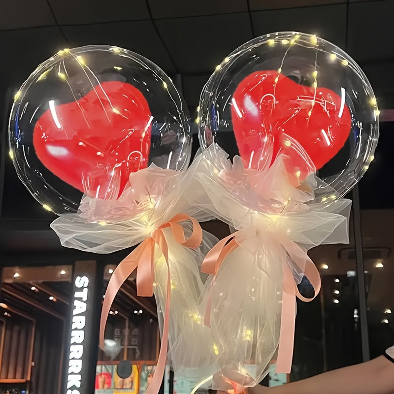 12pcs 18-inch Transparent Bubble Ball Red Balloon Set, Suitable for Valentine's Day, Birthday, Wedding, Proposal and Anniversary Celebrations, with Large Red Heart-shaped Balloons - Indoor and Outdoor Balloon Decoration, No E