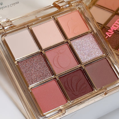 9-Color Eyeshadow Palette - Matte & Shimmery Finish, Waterproof & Sweatproof, Professional Makeup Set, Mixed Brown Tones, Long-Lasting Eye Shadow Kit