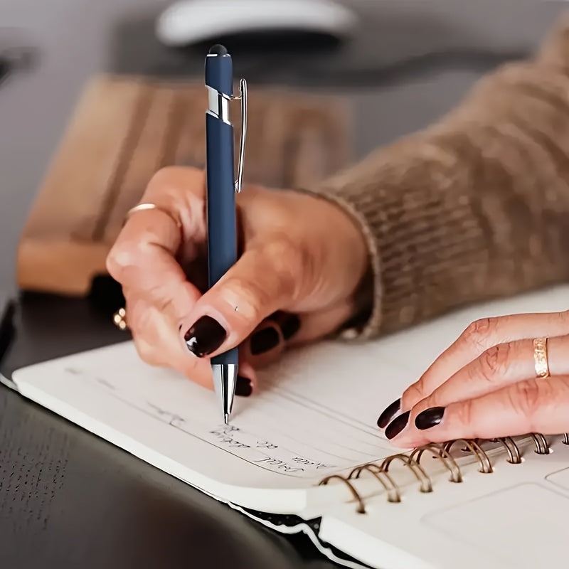 90/80/70/50/30/20pcs Customizable Engraved Ballpoint Pen Set - Personalized Text, Smooth Writing, Touch Screen Compatible, Black Metal Pen Holder, Ideal Gift for Business and School Anniversaries - No Feather Fine Tip Tools,