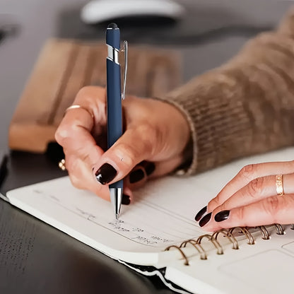 90/80/70/50/30/20pcs Customizable Engraved Ballpoint Pen Set - Personalized Text, Smooth Writing, Touch Screen Compatible, Black Metal Pen Holder, Ideal Gift for Business and School Anniversaries - No Feather Fine Tip Tools,